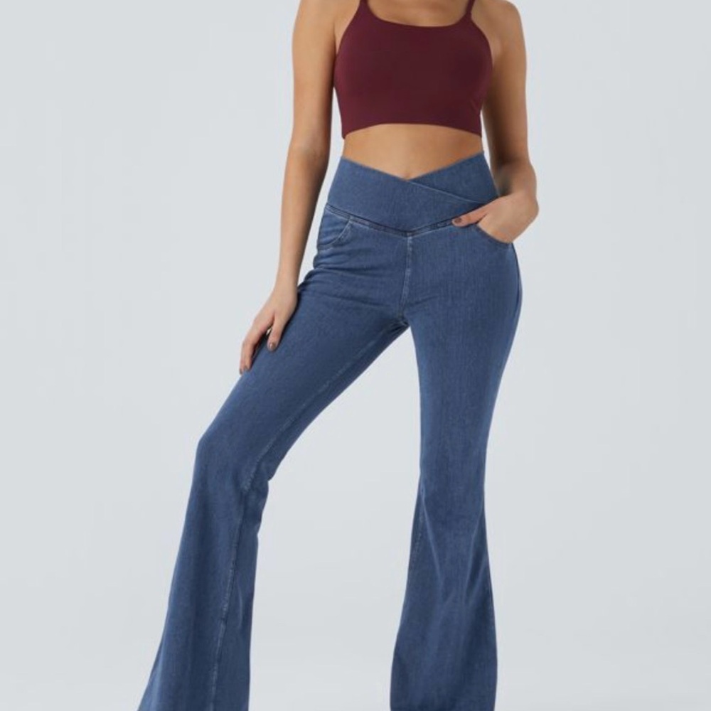 High-Waisted Blue Flare Jeans